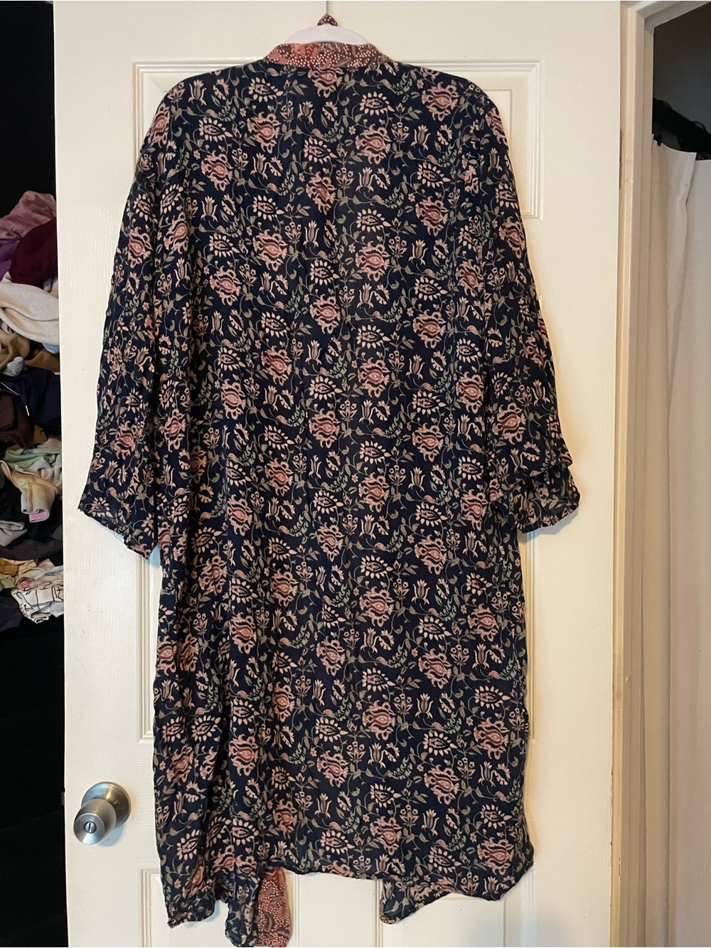 Cost Plus World Market Navy Floral Duster with Rust Accents - Picture 3 of 3